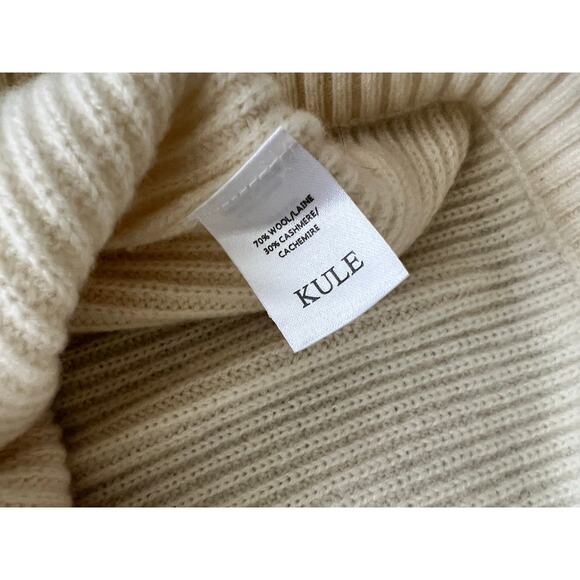 Kule Blythe Wool Cashmere V-Neck Cream Sweater Long Sleeve Cozy Warm Knit Medium - Picture 10 of 11